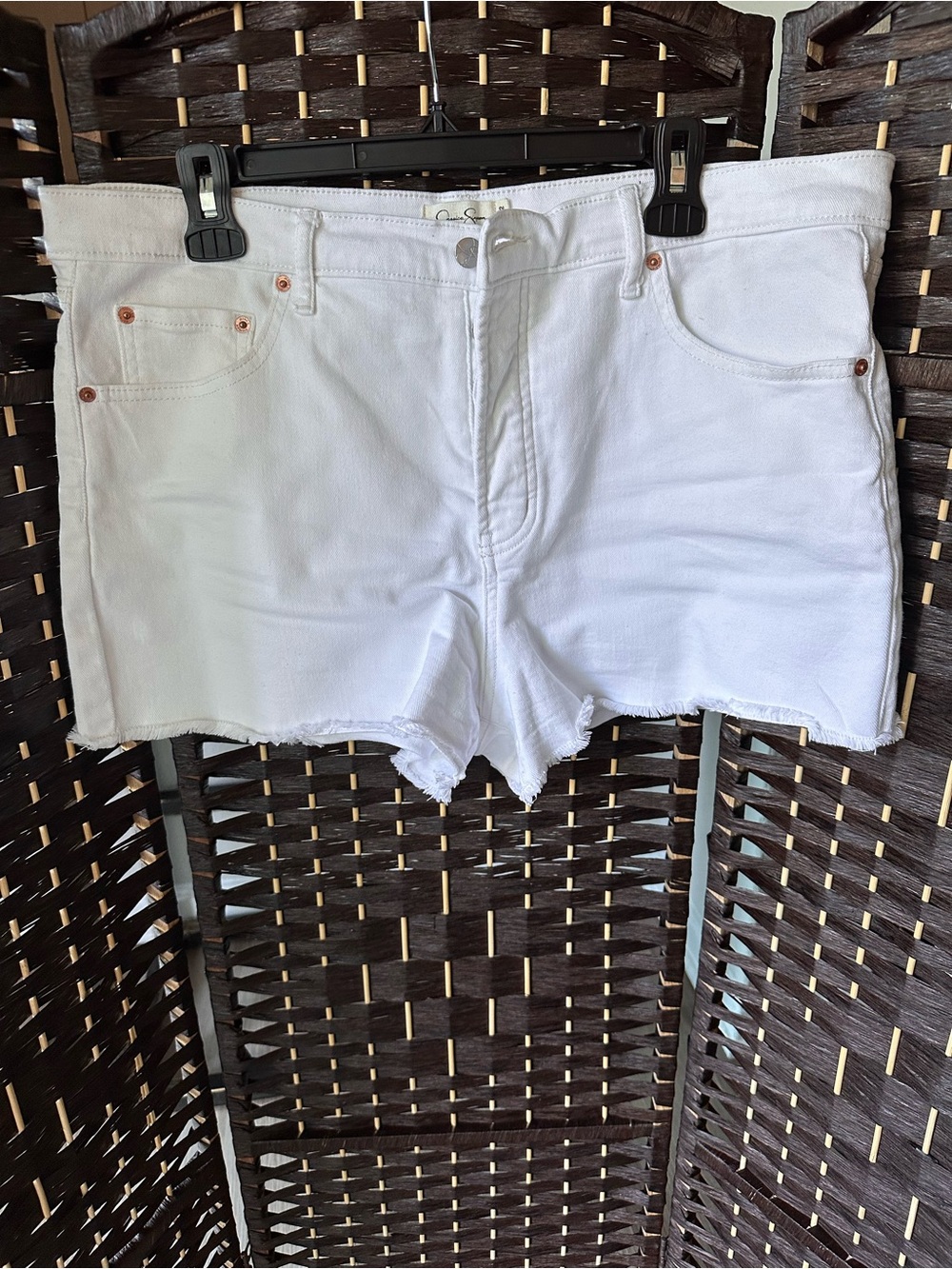 Jessica Simpson White Denim Frayed Cutoff Shorts